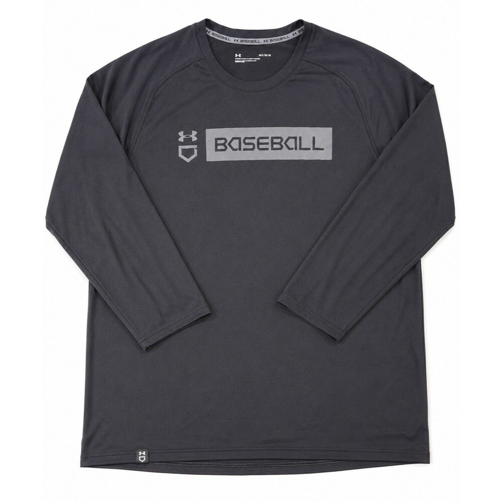 Mens Under Armour Baseball 3/4 Sleeve T Shirt Black Large